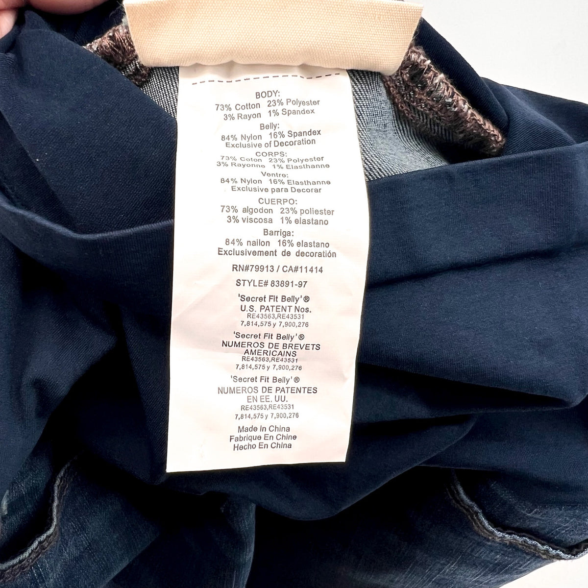 ARTICLES OF SOCIETY Maternity Skinny Jegging Size 25 US 0 Dark Blue NWOT