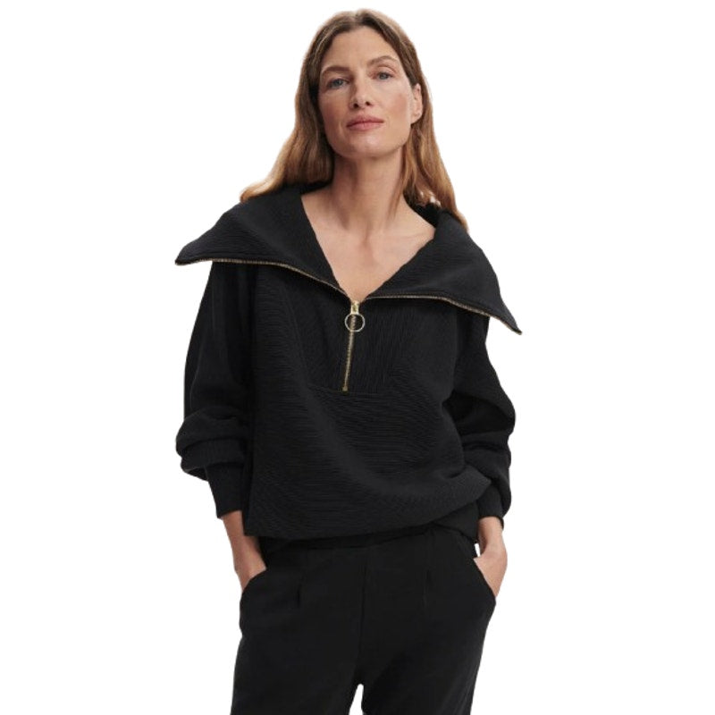 VARLEY Women's Vine Ottoman Half Zip Pullover Small Black Sweatshirt NWOT
