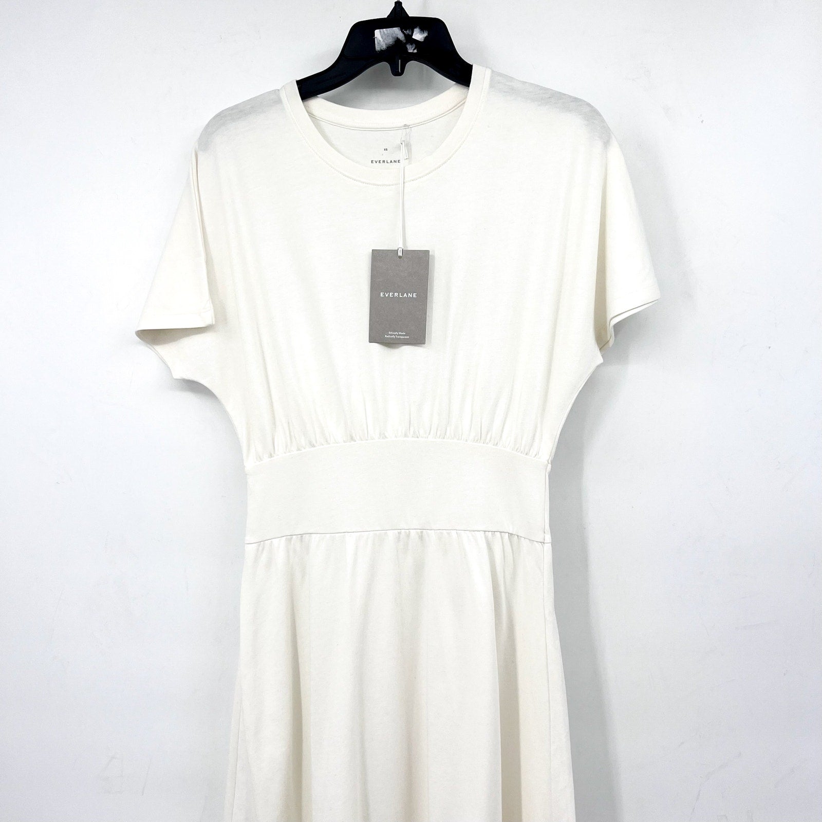 EVERLANE Women's The Organic Cotton Waisted Dress XS White Short Sleeve NWT
