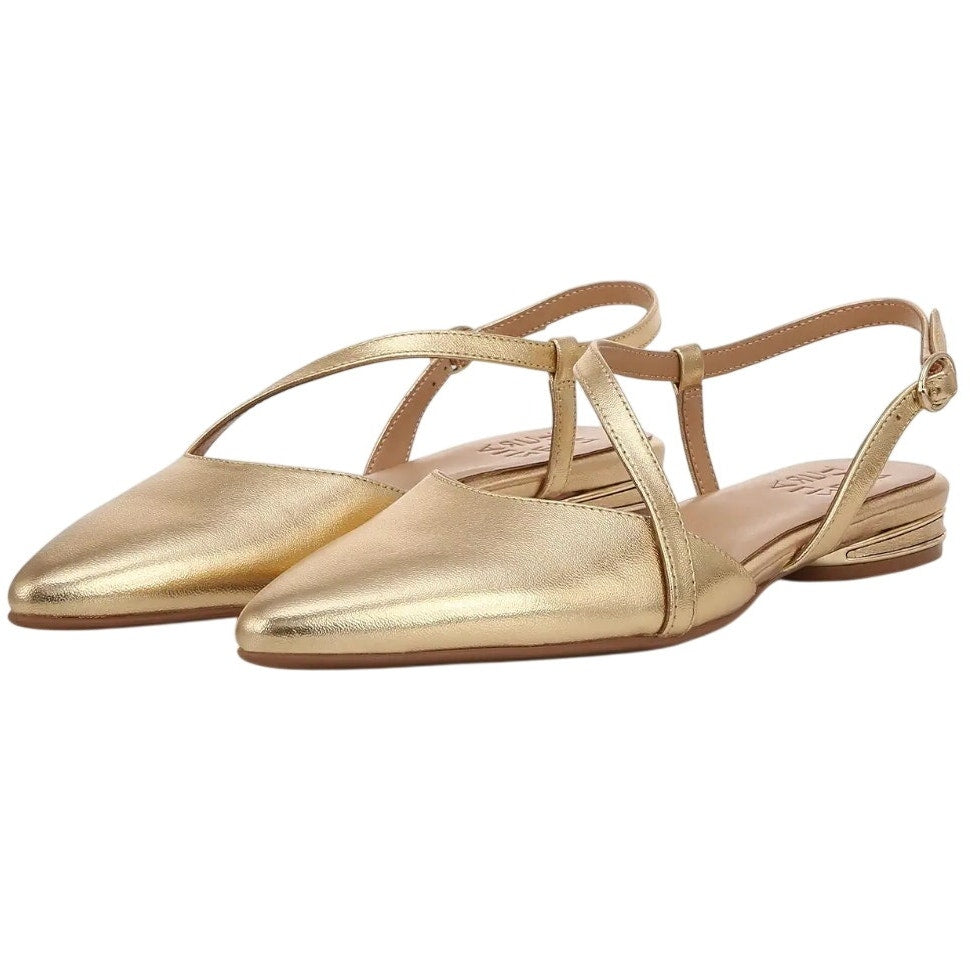 Naturalizer Womens Hawaii Slingback Flats US 5.5 M EU 35.5 Gold Leather NIB