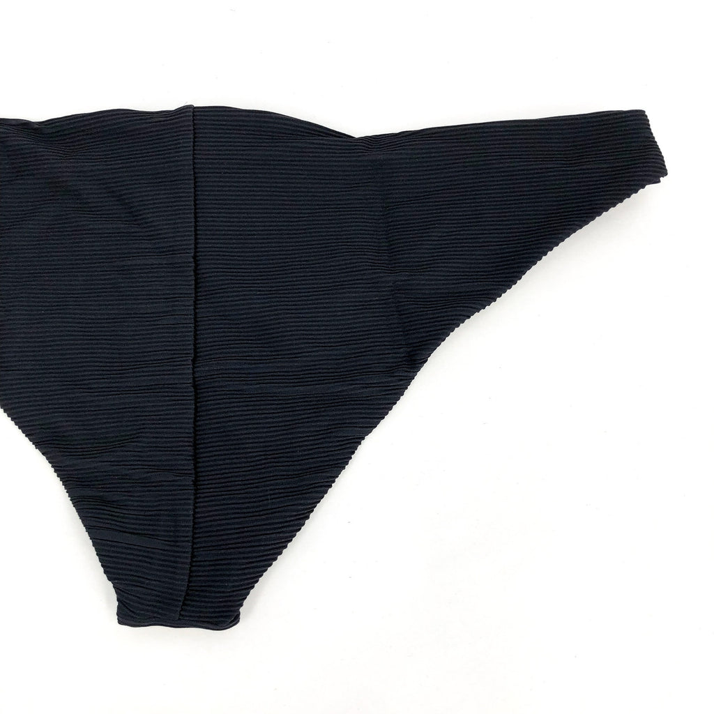 PRANA Women's Gemma Bikini Bottom Large Black Ottoman Ribbed Low Rise NWT