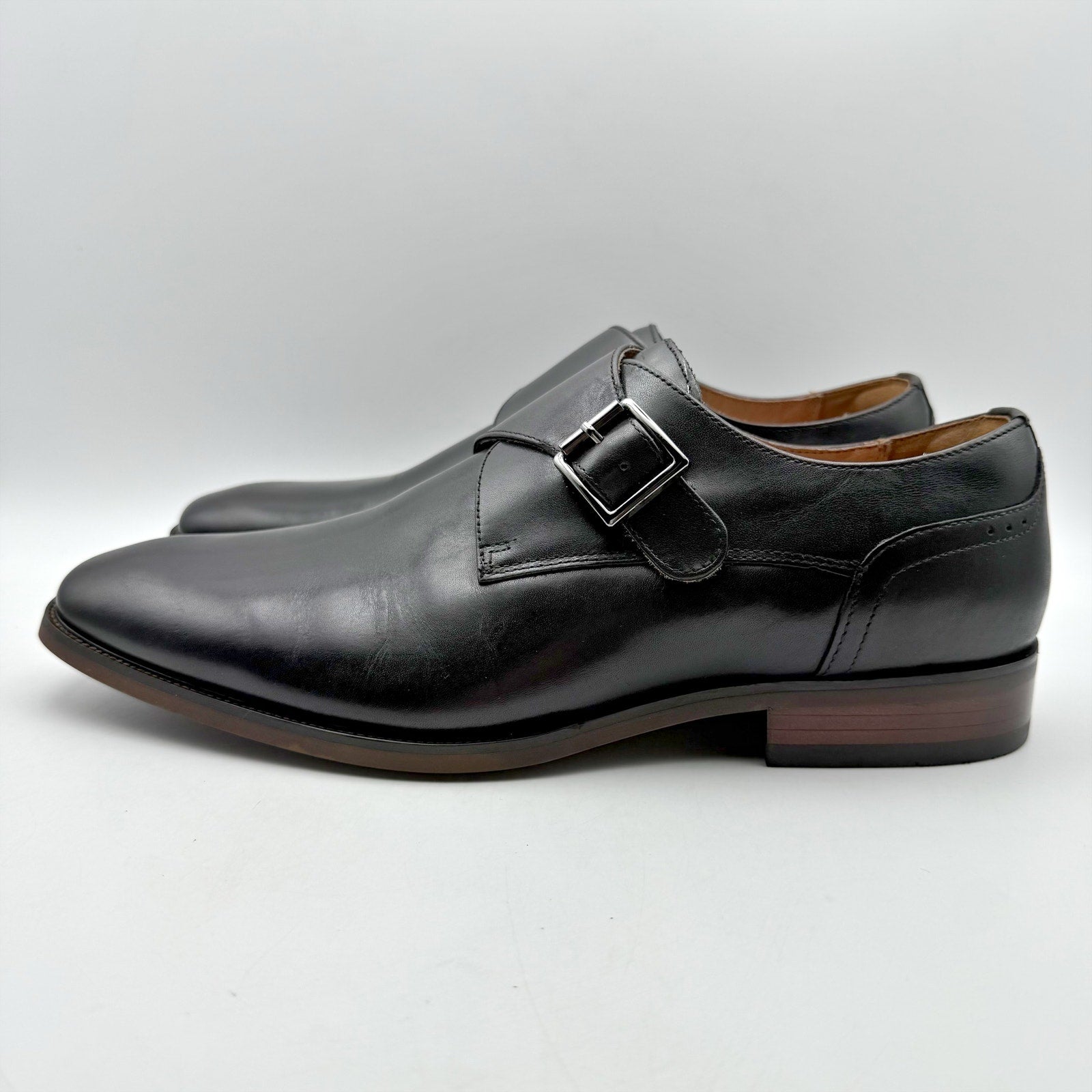 Florsheim Mens Sorrento Monk Strap Dress Shoes US 9.5 Wide Black Leather NIB