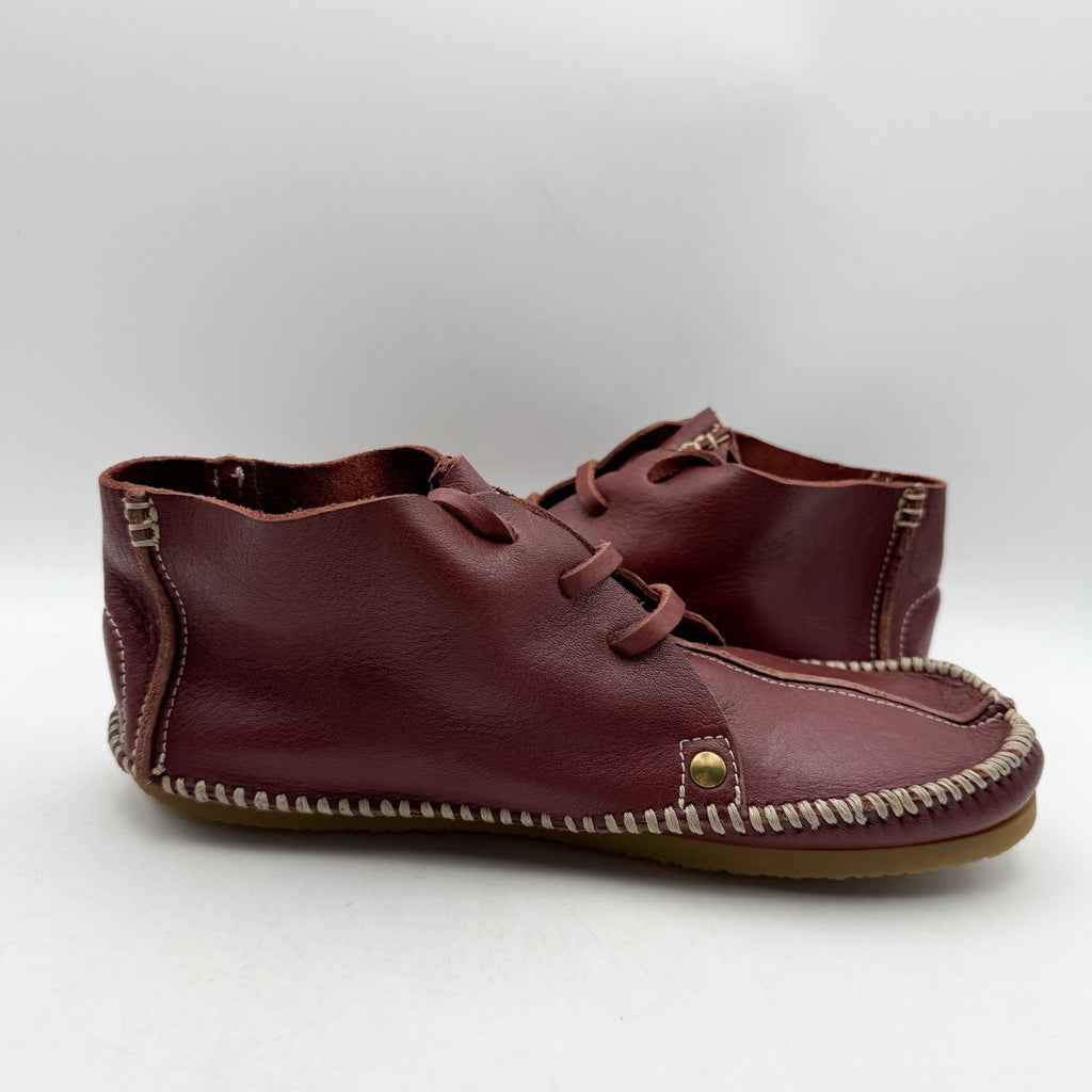 RE/DONE Womens Metal Oxford Shoes EU 37 US 7 Burgundy Leather NWOB