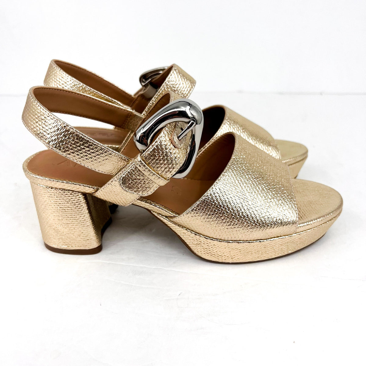 AEROSOLES Women's Chamber Heeled Sandals Size 10M Soft Gold NWOB