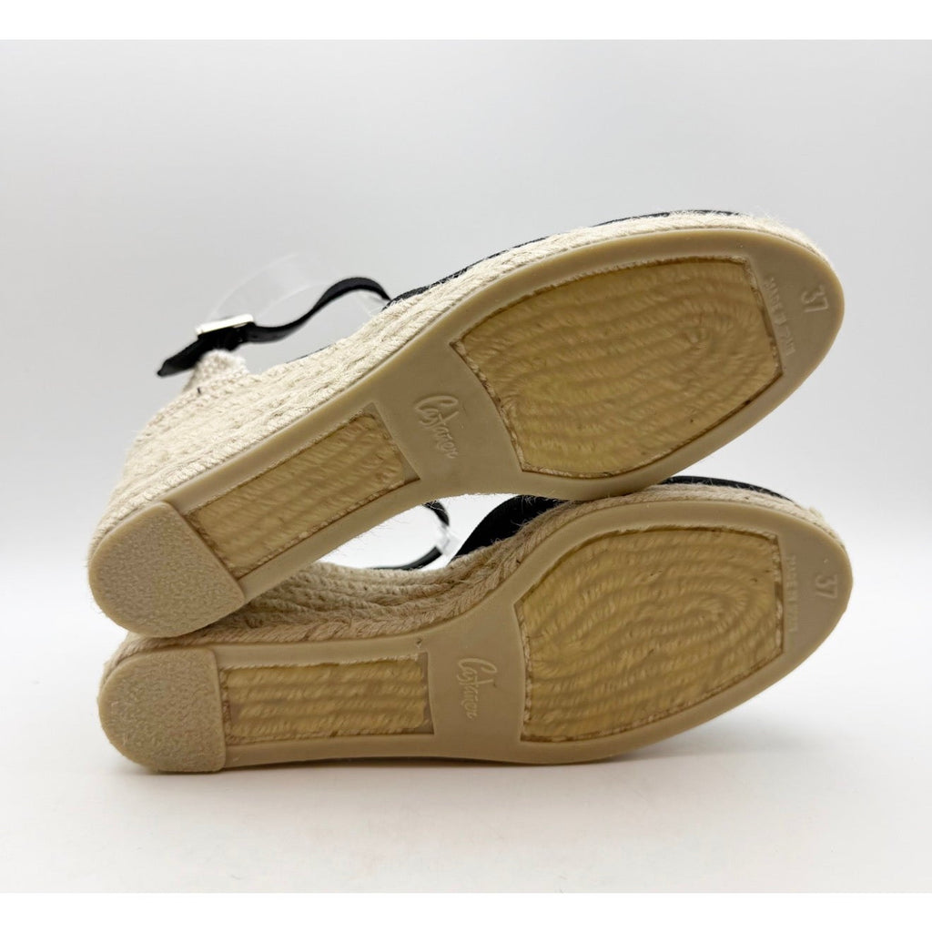 CASTANER Womens Chiarita Wedge Espadrilles Size 6.5 EU 37 Black 60 mm Heels NIB