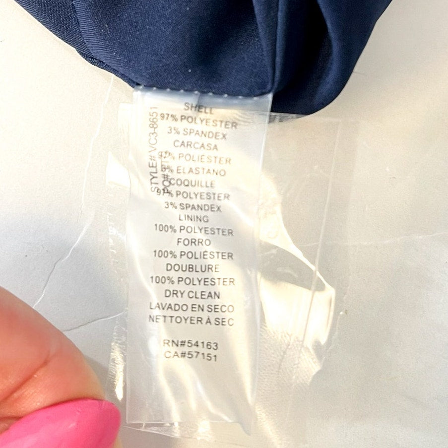 VINCE CAMUTO Signature Crepe Bow Jumpsuit Size 16 Navy Blue Halter Neck NWT