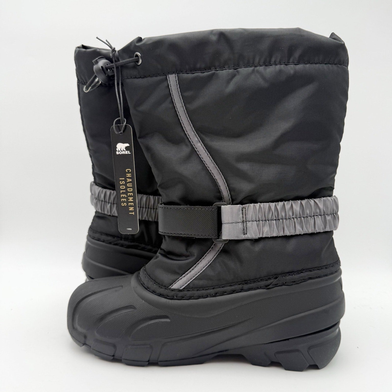 Sorel Youth Boys Flurry Snow Boot US 2 EU 33 Grey Insulated Water Resistant NIB