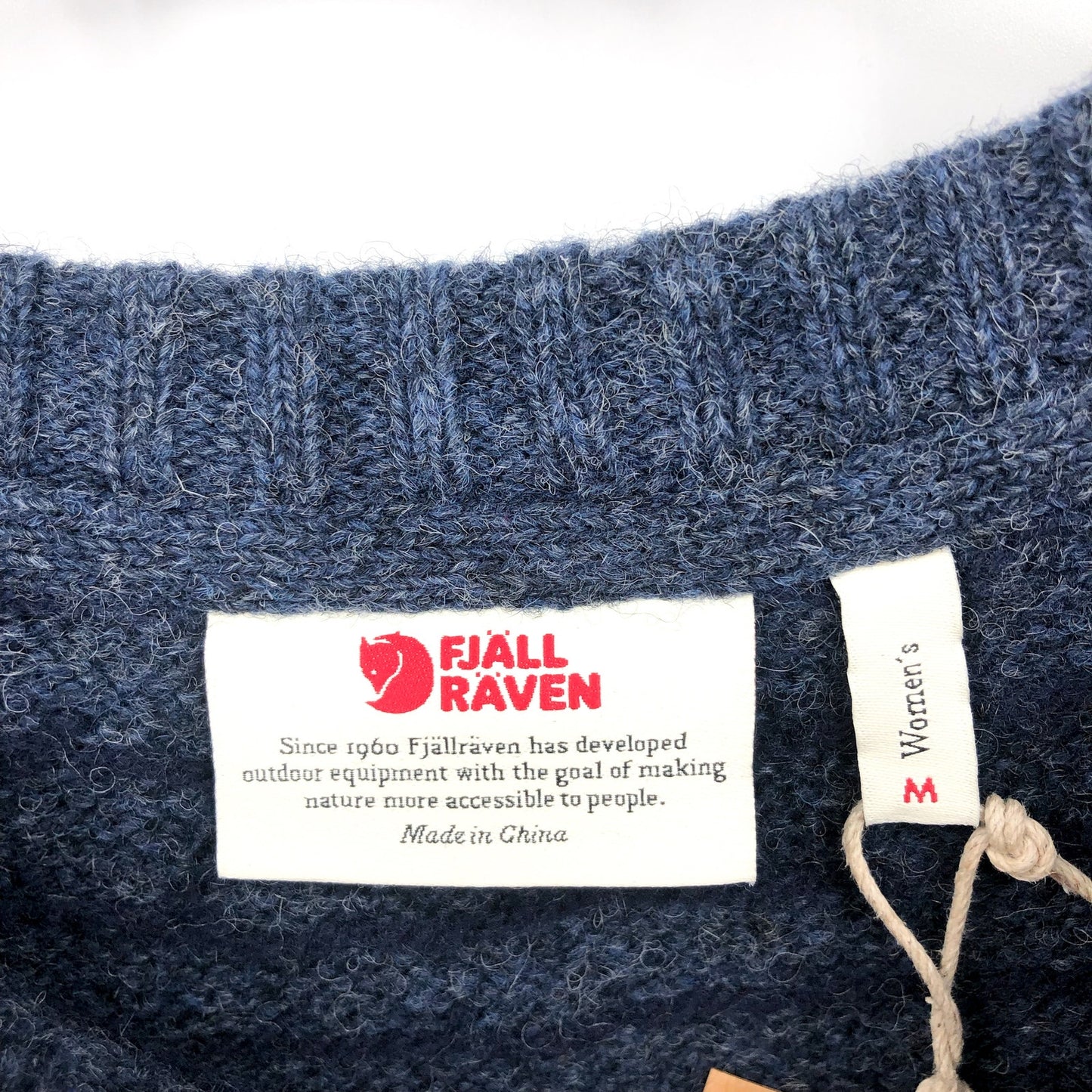 FJALLRAVEN Womens Ovik Sweater Medium Blue Dark Navy Fairisle Wool Crewneck NWT