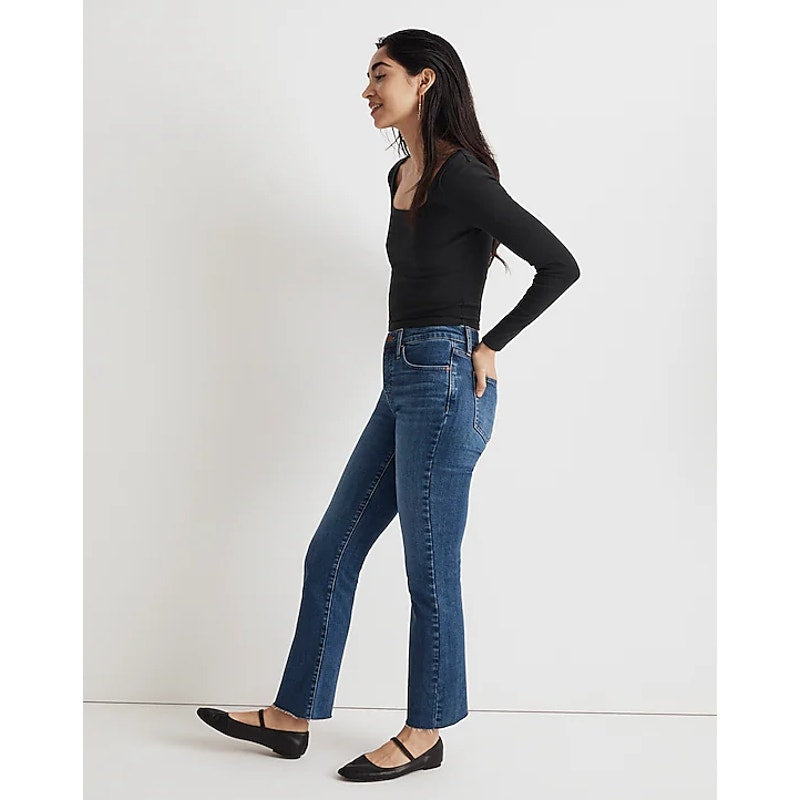 MADEWELL Women's Kick Out Crop Jeans Size 24 Blue Brinton NM242 Mid Rise NWT