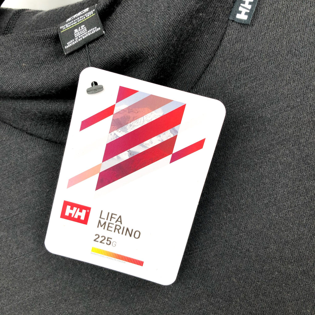 HELLY HANSEN Men's Lifa Merino Midweight Hoodie Small Black Long Sleeve NWT