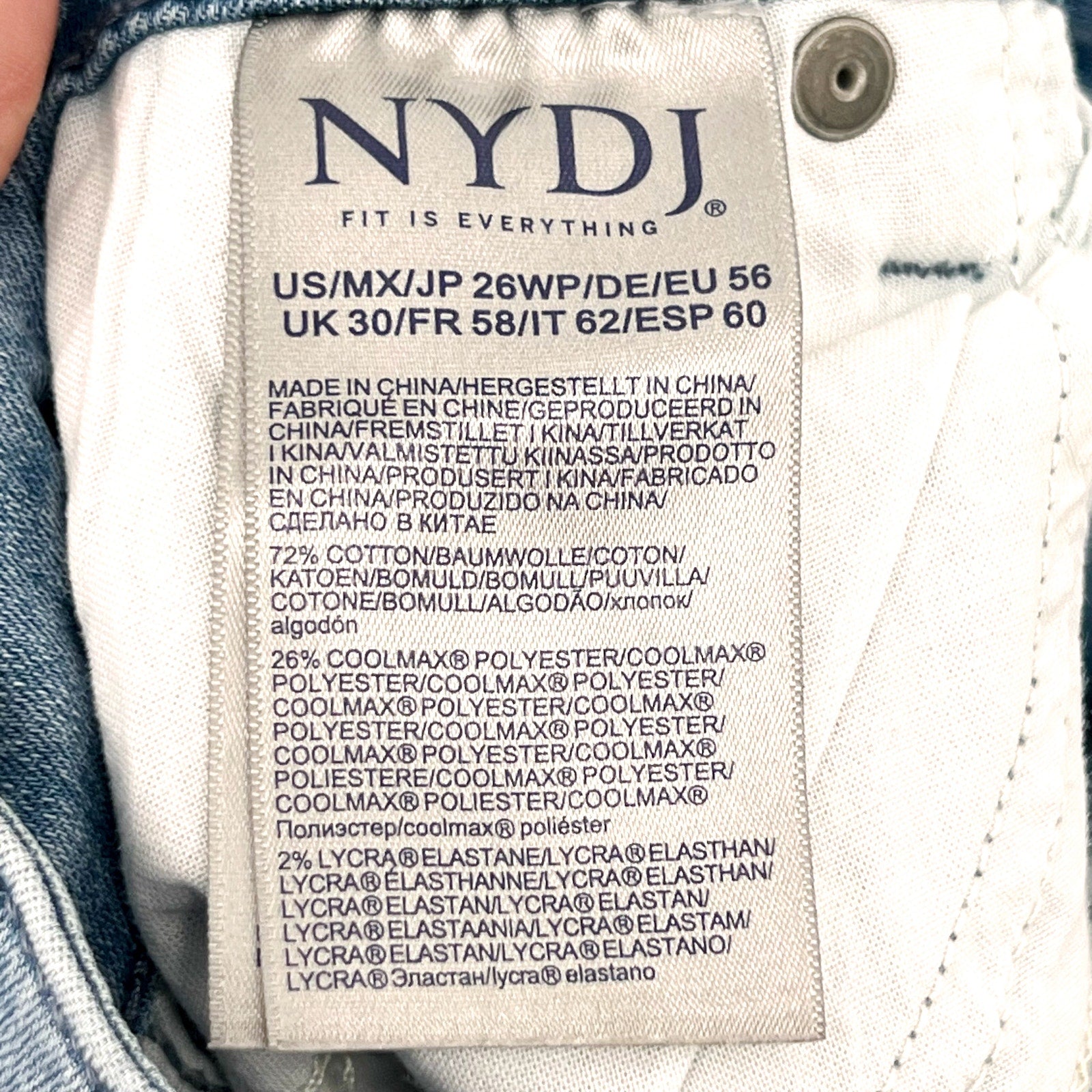 NYDJ Womens Margot Girlfriend Jeans Size 26W PETITE Kingston Blue NWOT
