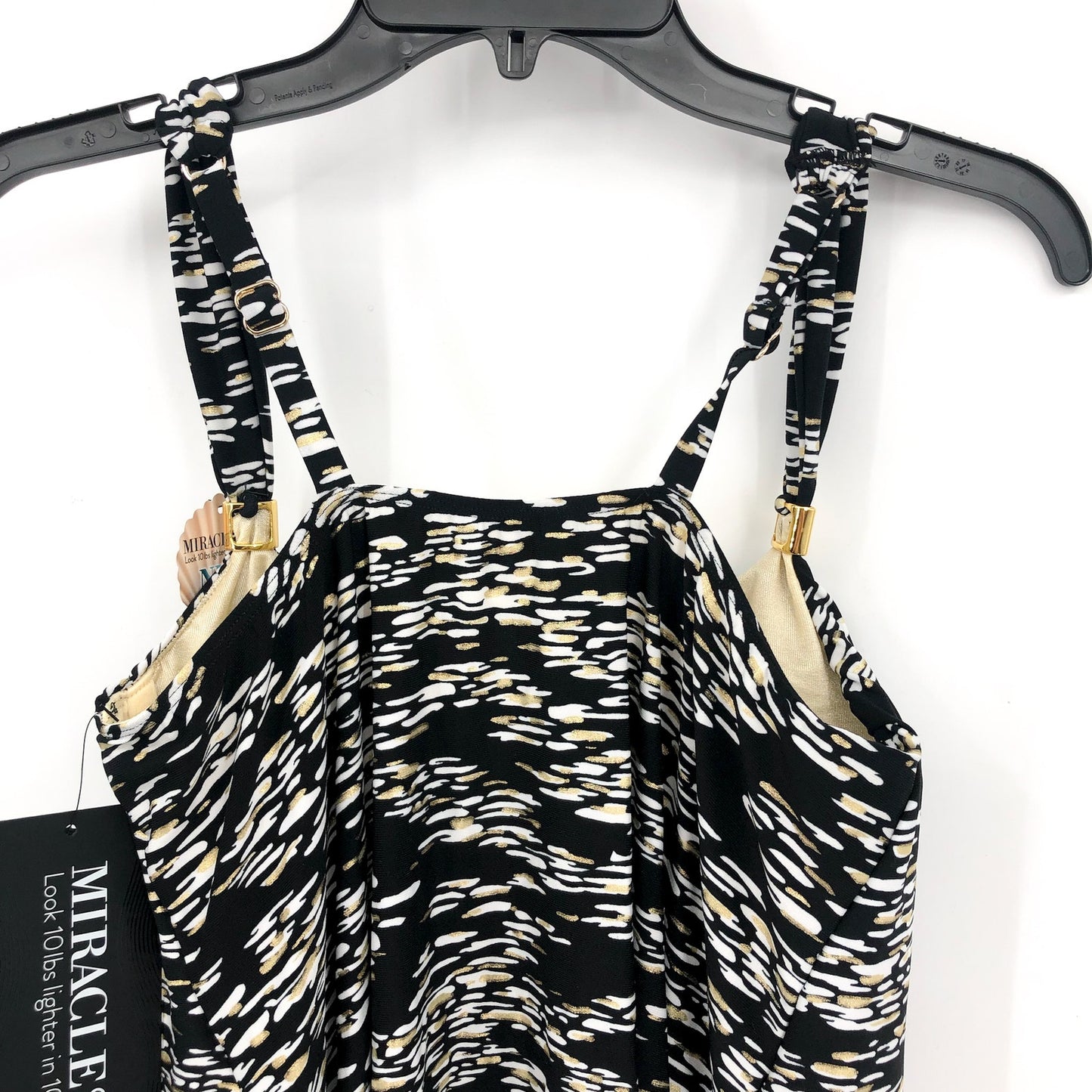 MAGICSUIT Women's Zari Dazzle Tankini Top Size 8 Black White Print Swimsuit NWT