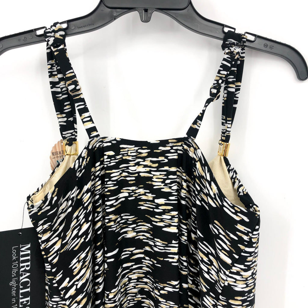MAGICSUIT Women's Zari Dazzle Tankini Top Size 8 Black White Print Swimsuit NWT