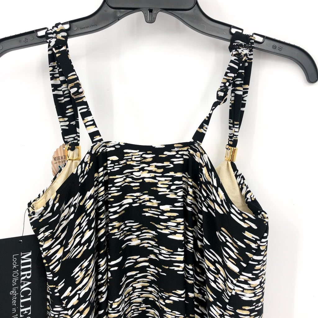MAGICSUIT Women's Zari Dazzle Tankini Top Size 8 Black White Print Swimsuit NWT