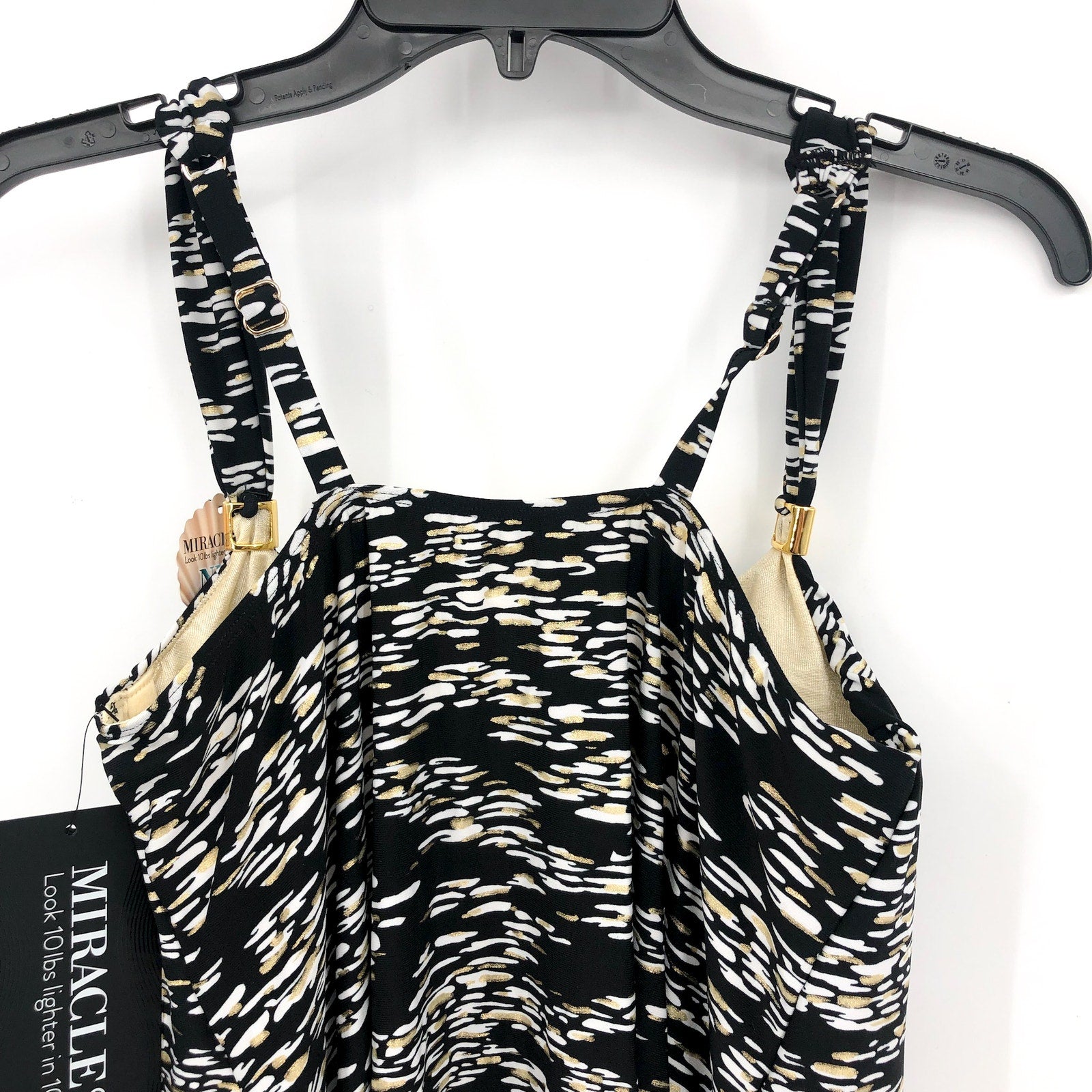 MAGICSUIT Women's Zari Dazzle Tankini Top Size 8 Black White Print Swimsuit NWT