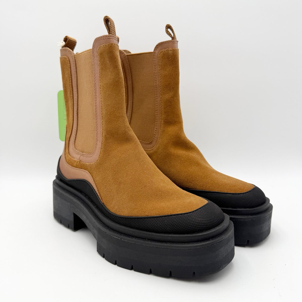 Sam Edelman Womens Lulia Chelsea Boots Size 5M Brown Suede Black Waterproof NWOB