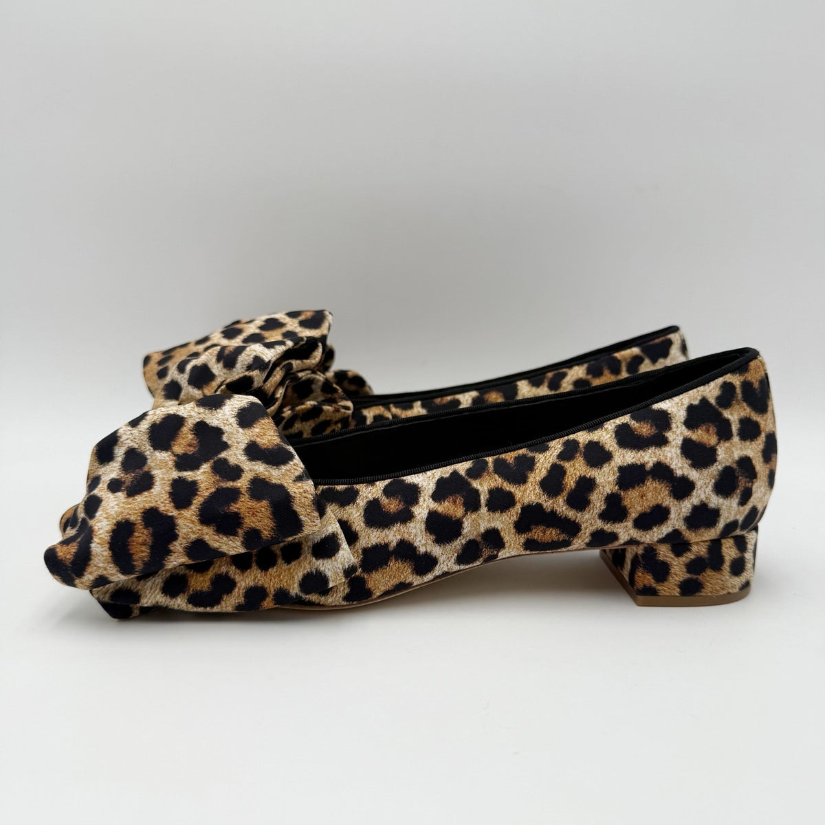 Loeffler Randall Womens Noa Heels Size 9.5 B Black Brown Leopard Bow NIB
