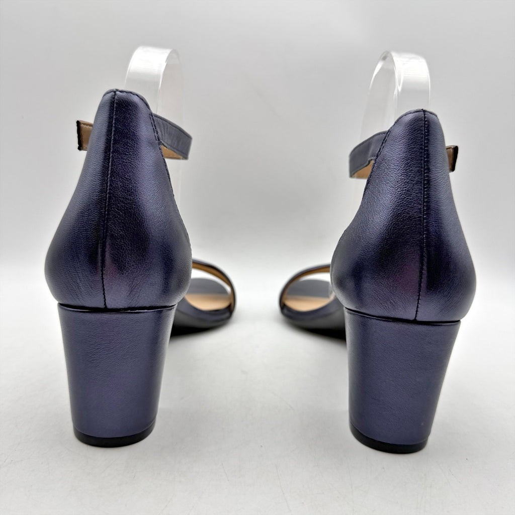 Naturalizer Womens Vera Sandals US 9 M Navy Blue Block Heel Ankle Strap NWOB