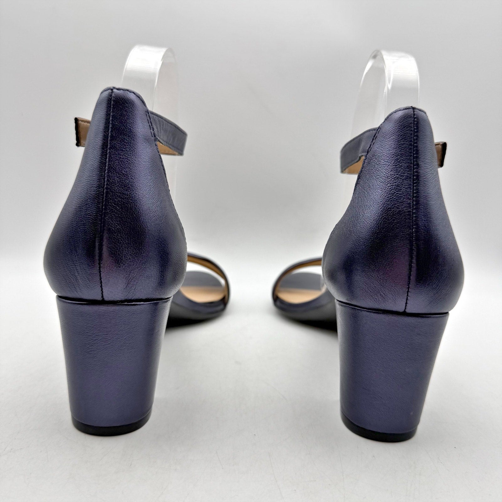 Naturalizer Womens Vera Sandals US 9 M Navy Blue Block Heel Ankle Strap NWOB