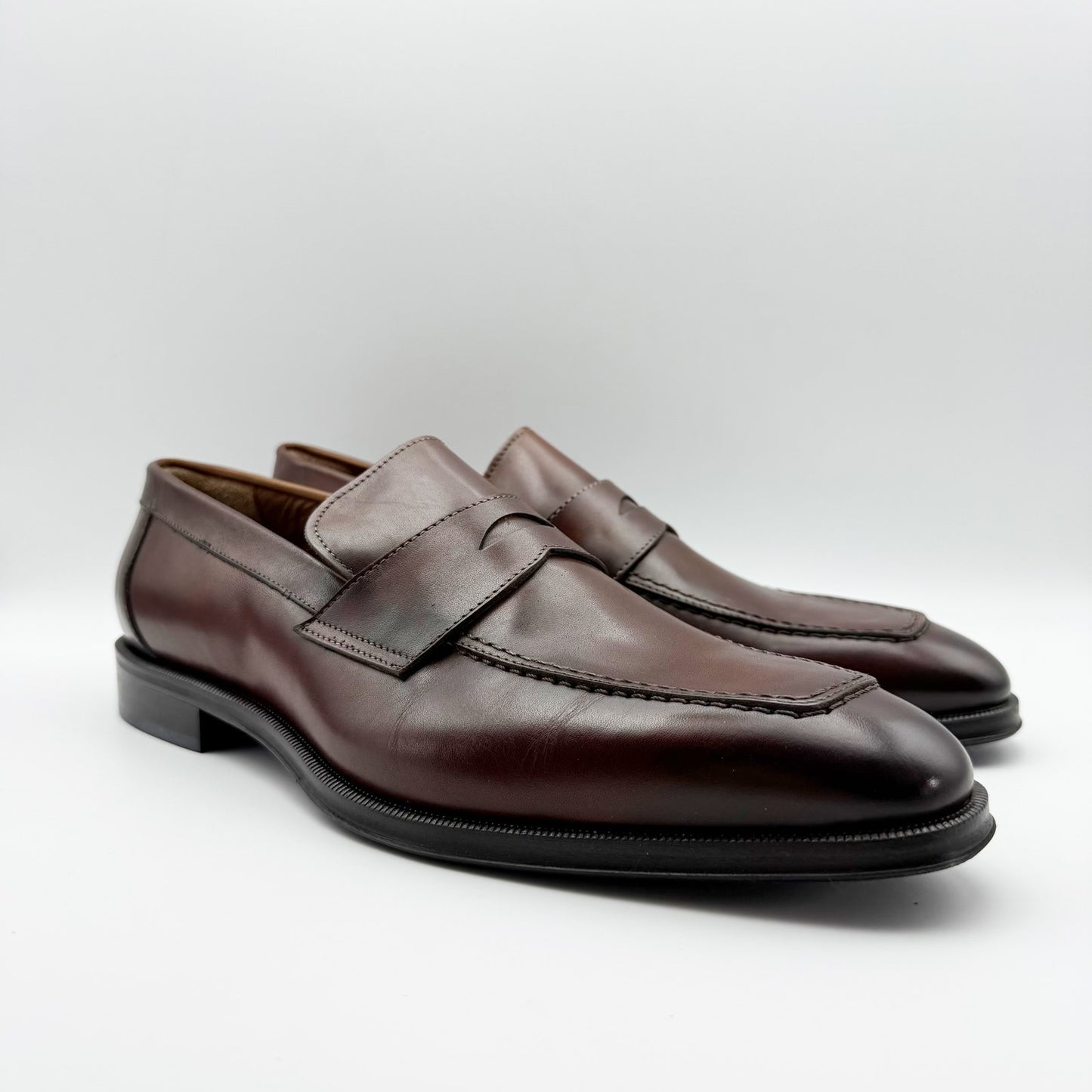 Bruno Magli Mens Nathan Penny Loafers US 11 EU 44 Brown Leather NIB