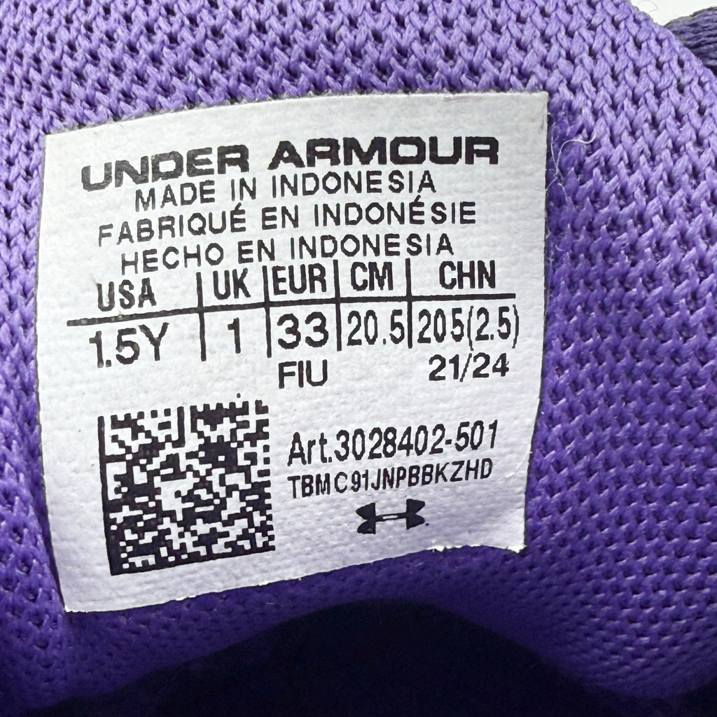 Under Armour Kids Curry 3Z 24 Basketball Shoes YOUTH SIZE 1.5 Purple NWOB