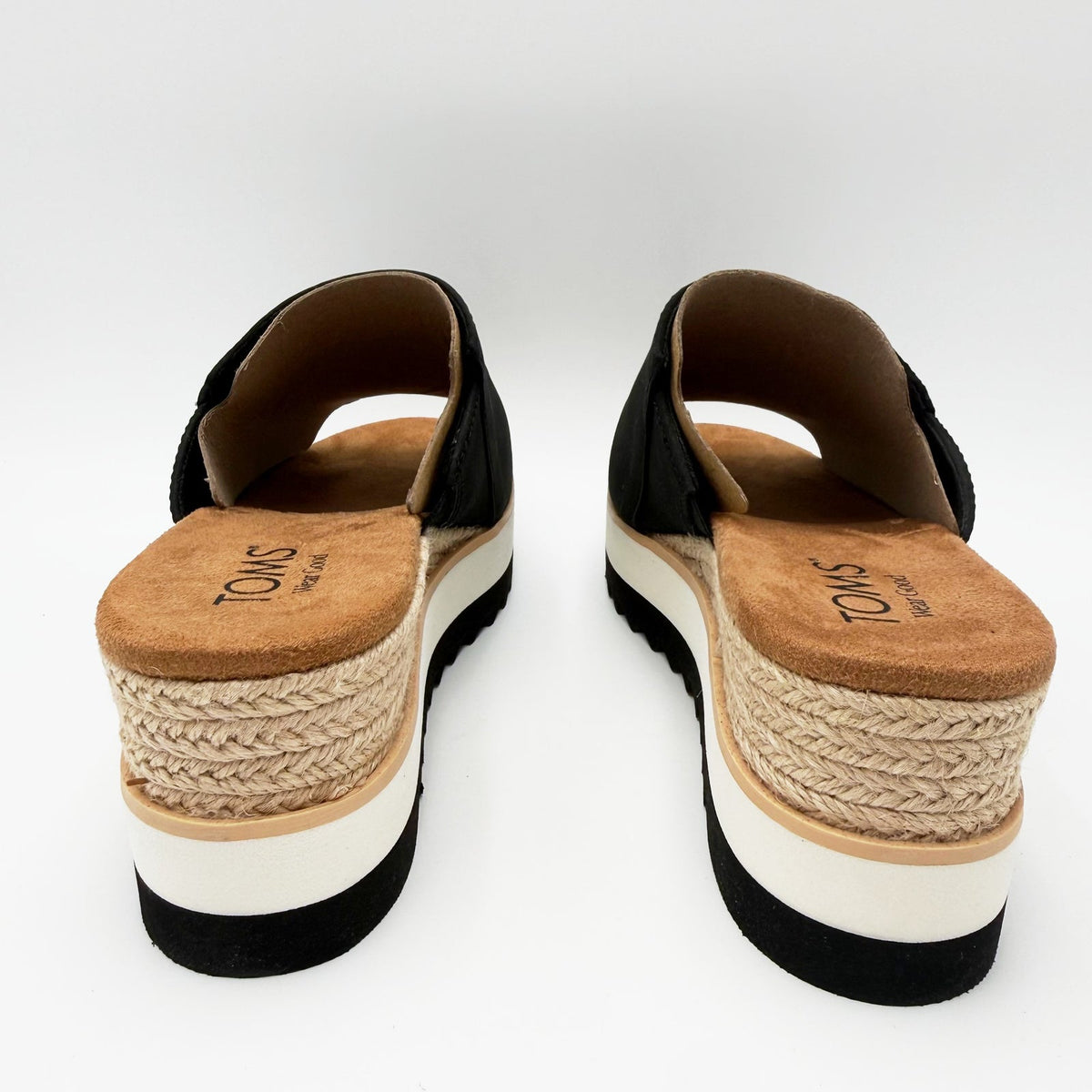 TOMS Womens Diana Mule Platform Wedge Sandals Size 7.5 EU 38 Black Leather NIB