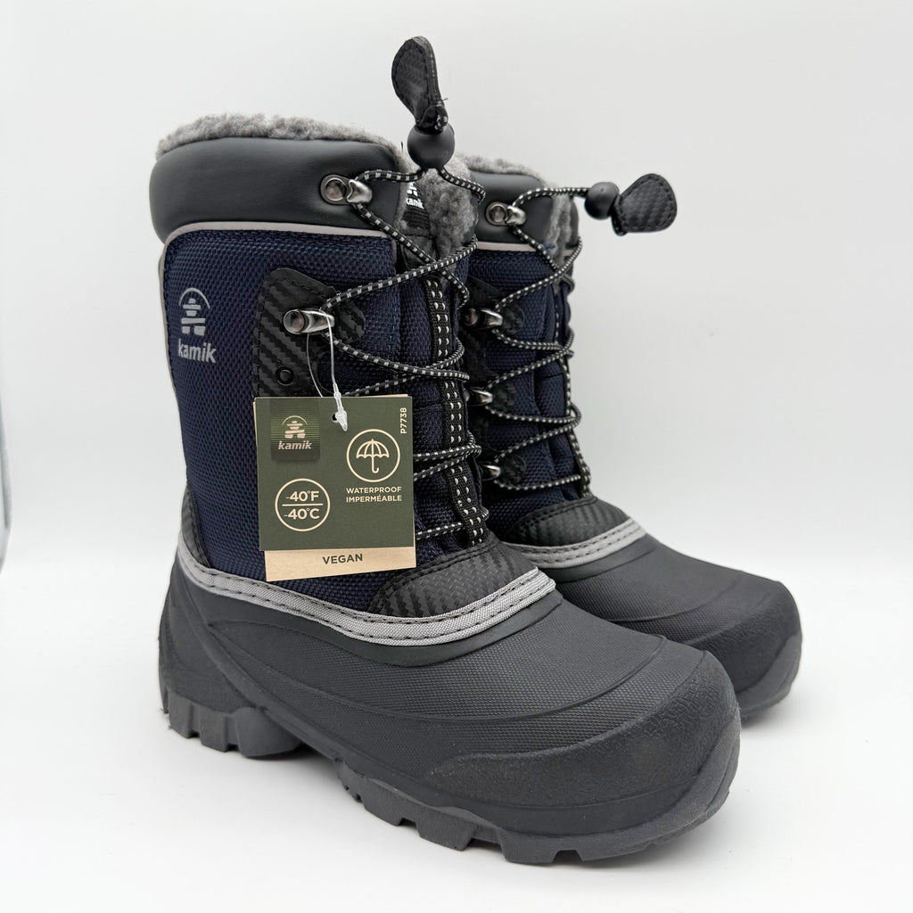 Kamik Kids Luke Snow Boots US 2 EU 33.5 Navy Waterproof NIB