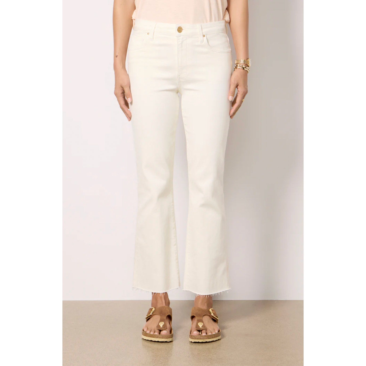 KUT FROM THE KLOTH Kelsey Ankle Flare Jeans Size US 16 Ecru Cream Denim NWT