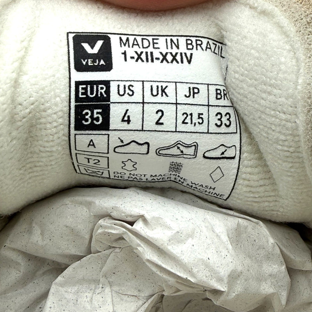Veja Womens V-90 O.T. Leather Sneakers Size 4 EU 35 Cashew Oat Cream Beige NIB