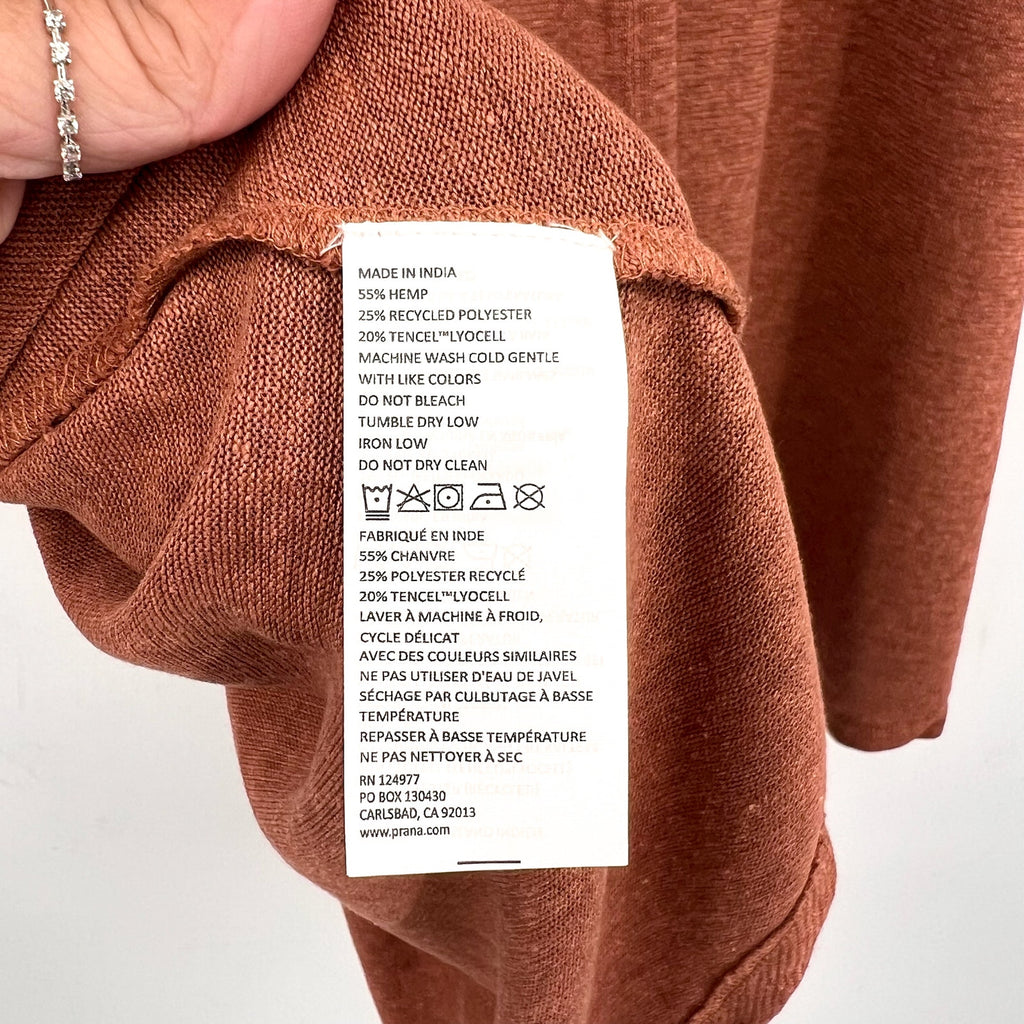 PRANA Women's Tidal Wave Midi Skirt XL Terra Orange High Low Stretch Knit NWT