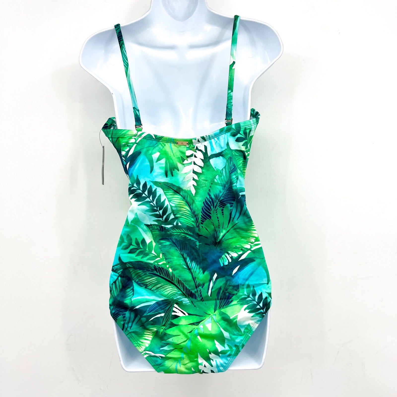 LAUREN RALPH LAUREN Women's One-Piece Swimsuit Size 14 Green Cartago Palms NWT