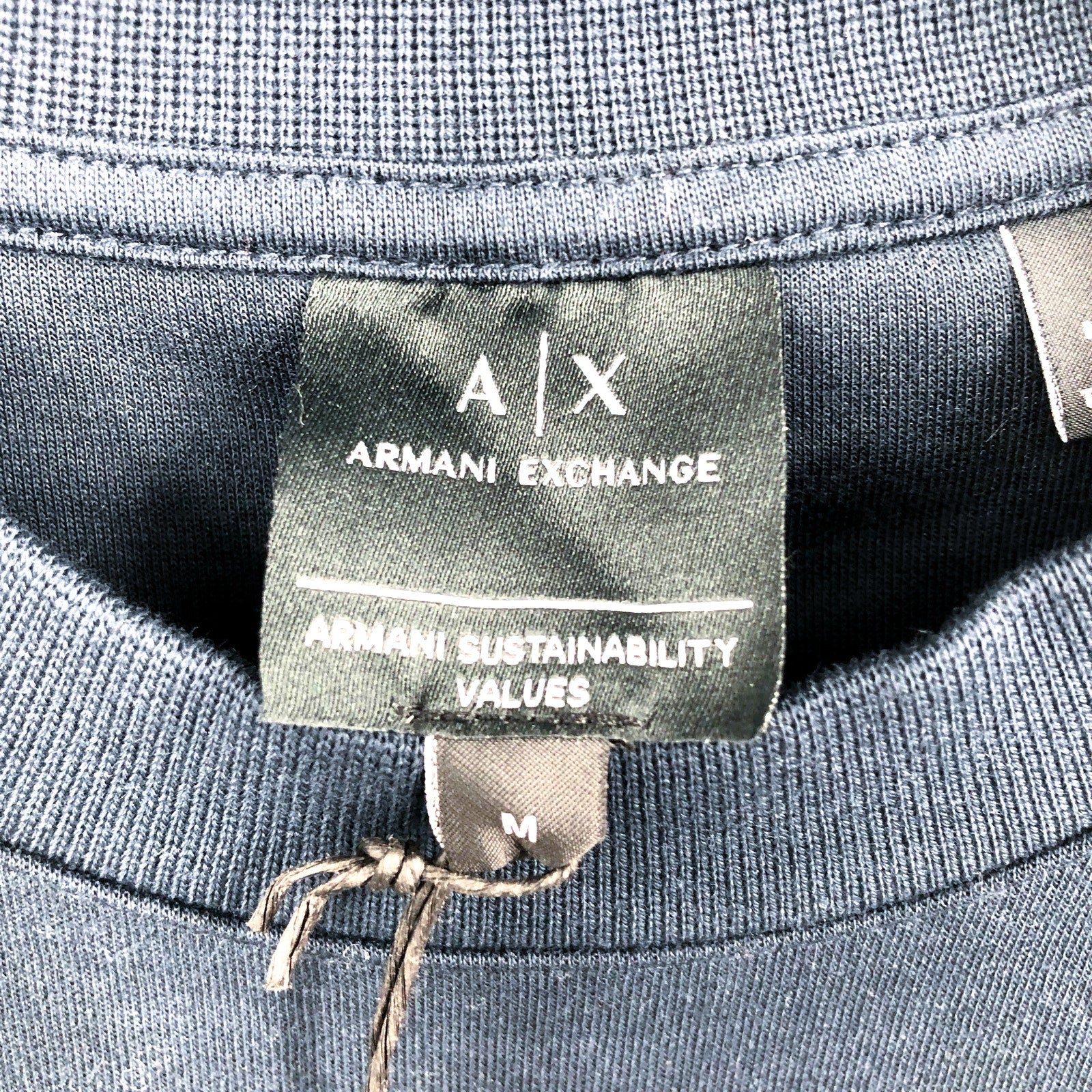 ARMANI EXCHANGE Men's Logo Band Sweatshirt Medium Dark Navy Blue Crewneck NWT