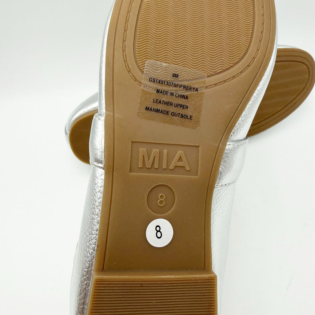 MIA Womens Uliana Ballet Flats Size 8 M EU 38.5 Silver Leather NWOB