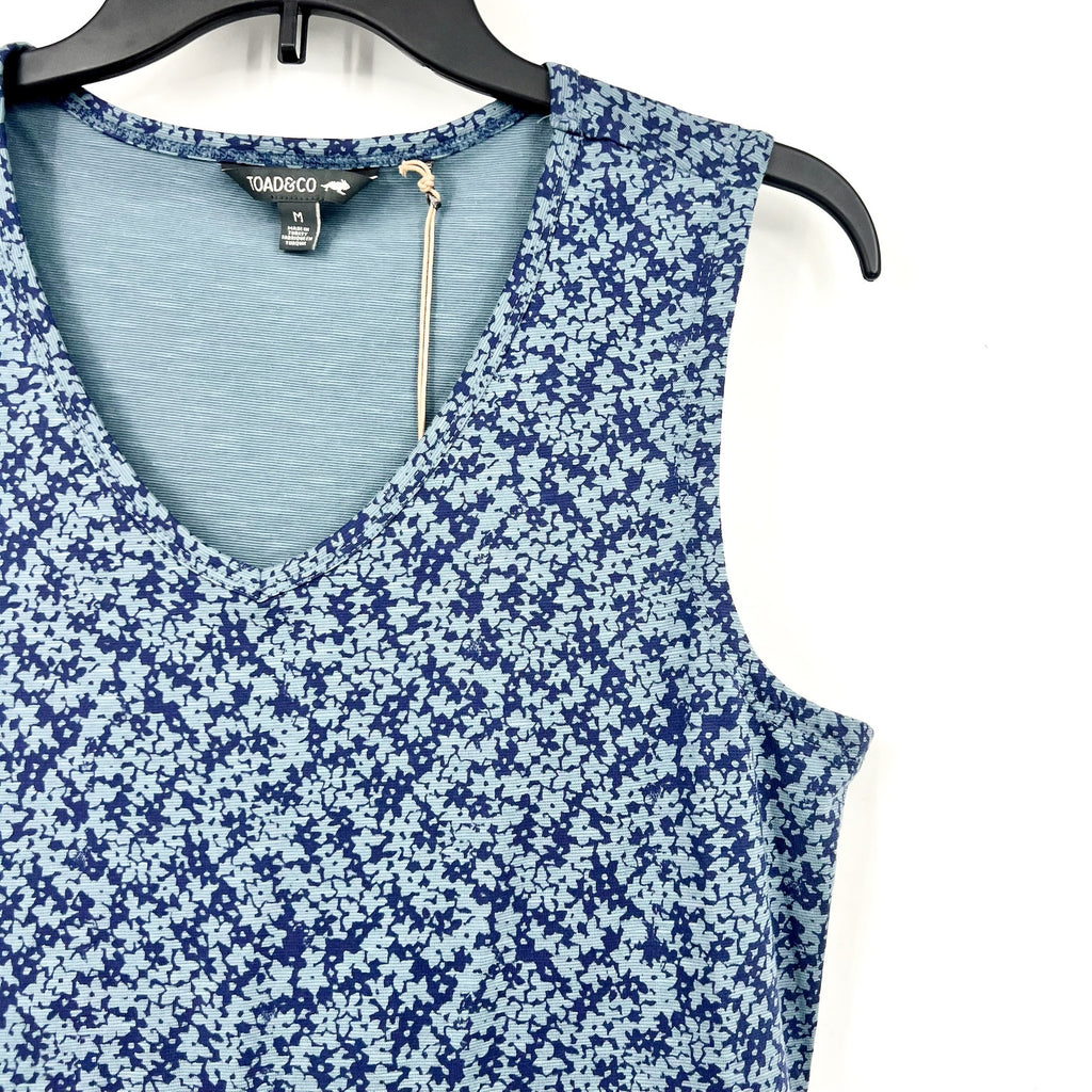 TOAD & CO Women's Marley Tiered Tank Dress Medium Blue Floral Tonal Print NWT