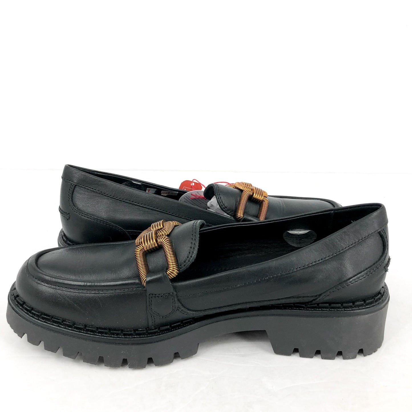 PIKOLINOS Women Aviles Platform Loafer EU 39 US 8.5 Black Leather Chain Link NIB