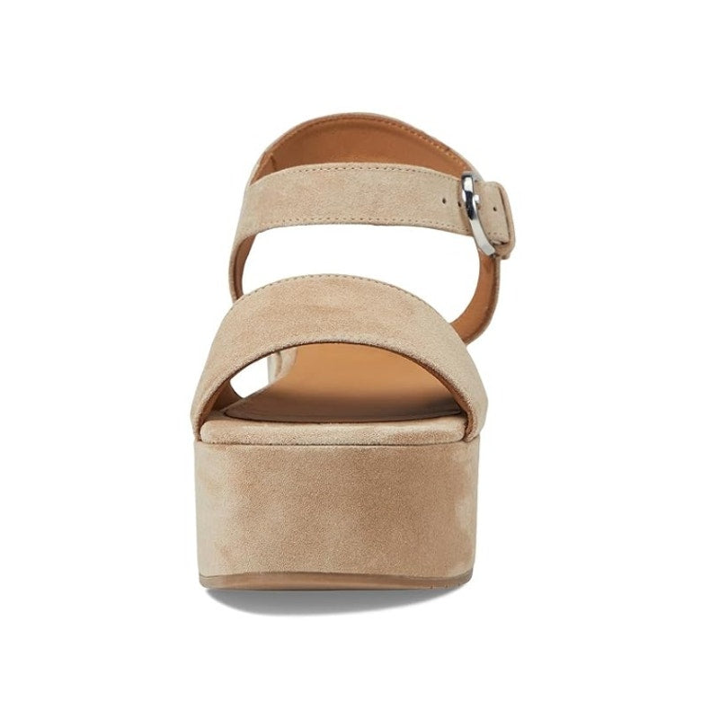 Aquatalia Womens Dinah Wedge Sandals Size 8.5 M Beige Suede Platform NWOB