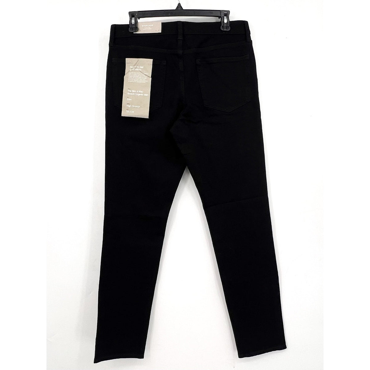EVERLANE Uniform Men's Slim Jeans 33x34 Black 4-Way Stretch Organic Cotton NWT