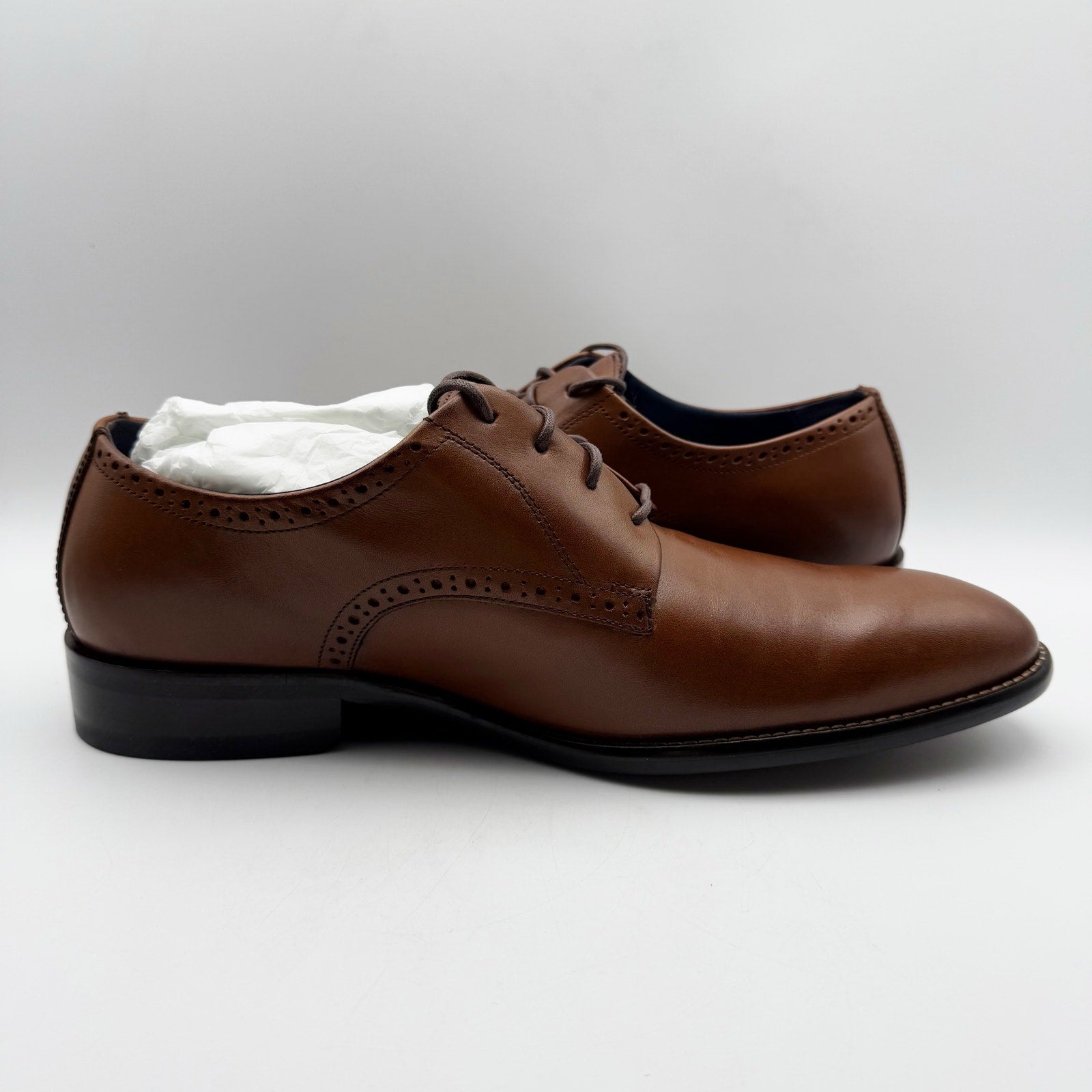 Johnston & Murphy Men Stockton Plain Toe Shoe US 13 M EU 47 Brown Leather NWOB