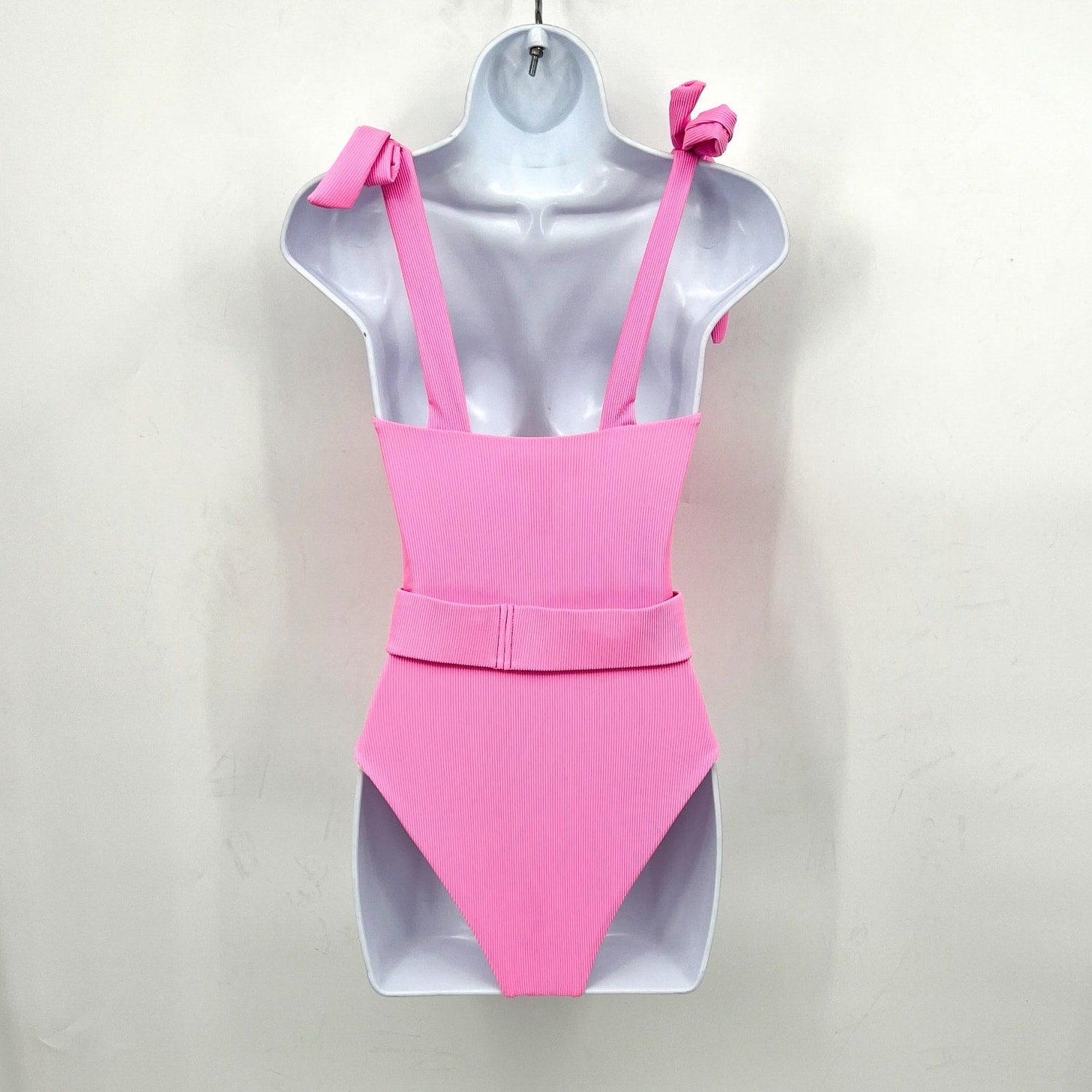 BEACH RIOT Women's Sydney Belted One Piece Swimsuit XS Prism Pink Ribbed NWT
