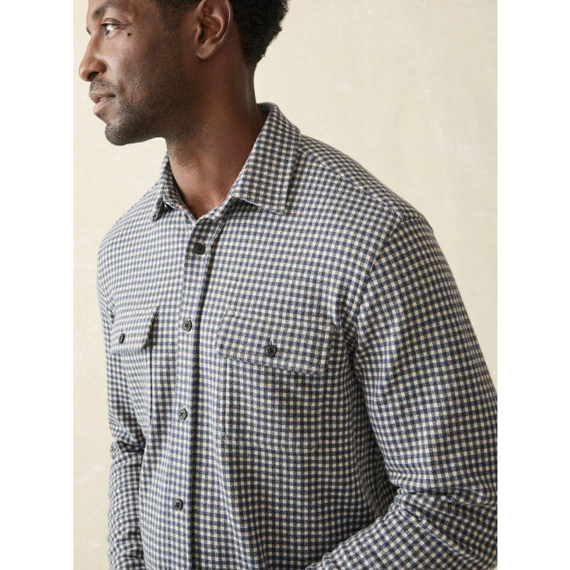 FAHERTY Men's Legend Sweater Shirt XS Black White Encinitas Gingham Check NWT