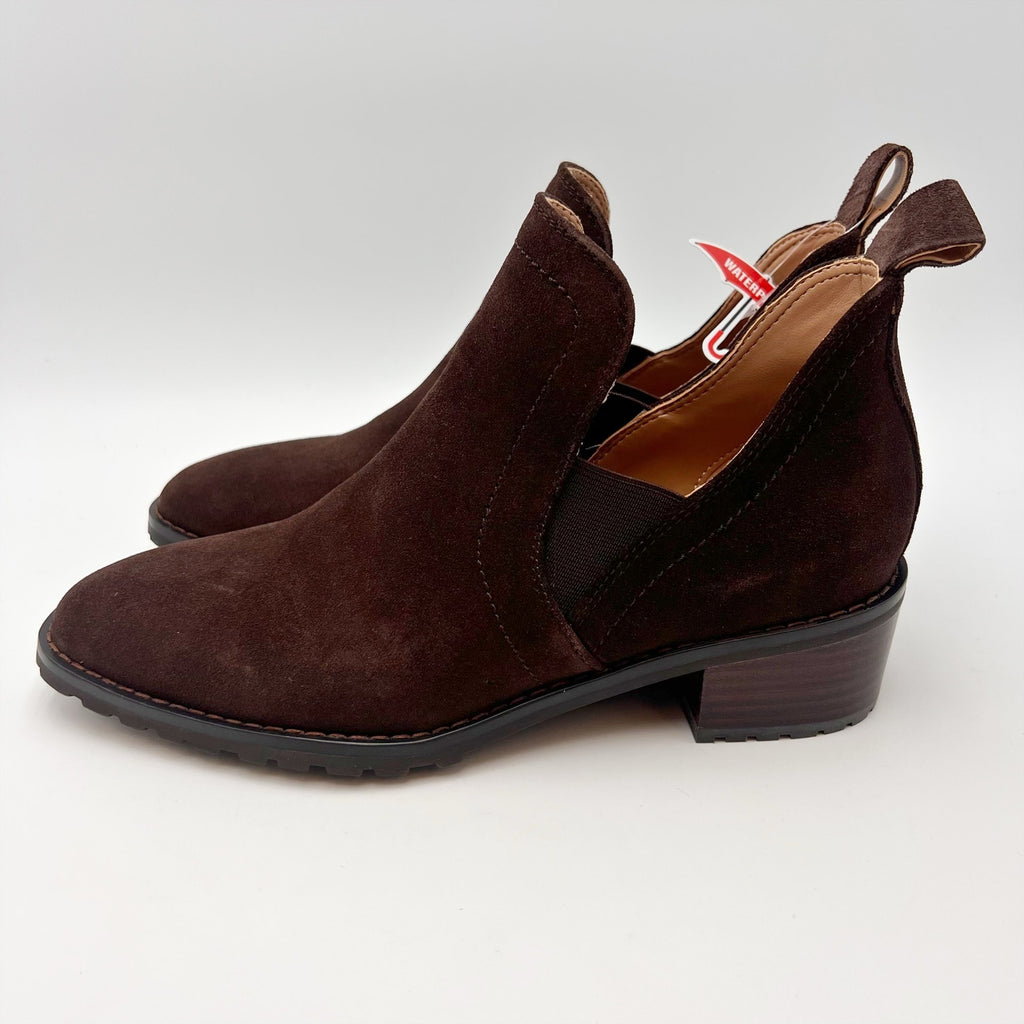Blondo Womens Sandra Ankle Bootie Size 8.5 M Java Brown Suede Waterproof NIB