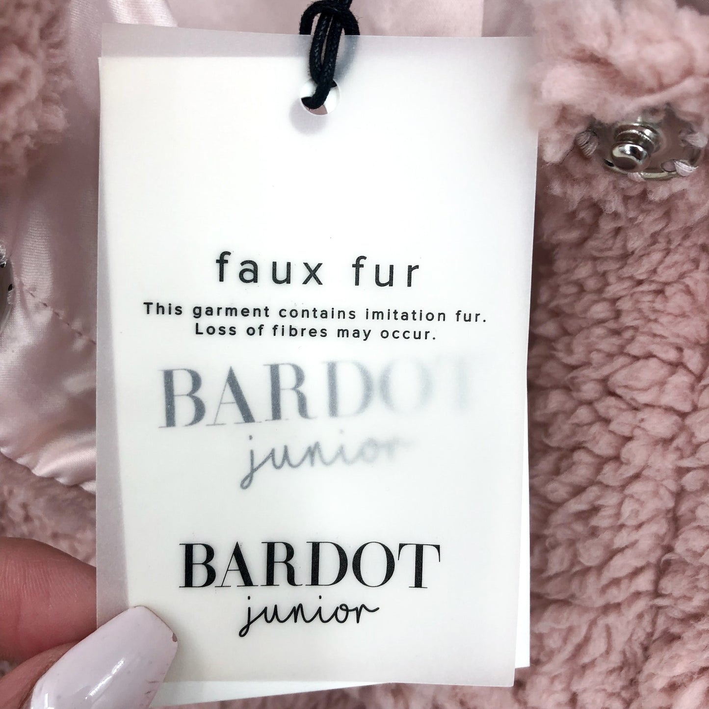 BARDOT JUNIOR Girl's Milly Soft Teddy Jacket XL US 14 Pink Musk Faux Fur NWT