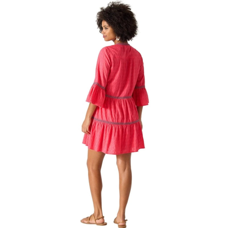 TOMMY BAHAMA Clip Embroidered Coverup Dress XS Pink Coral Cost Cotton NWT