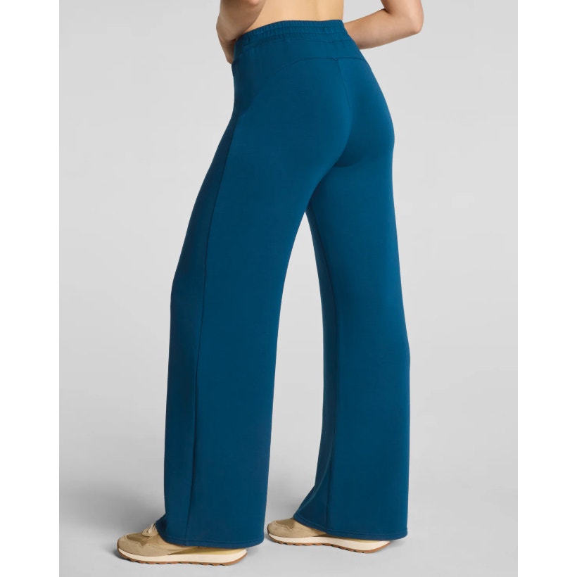 SPANX Women's AirEssentials Wide Leg Pants XL Crystal Teal Blue Knit Stretch NWT