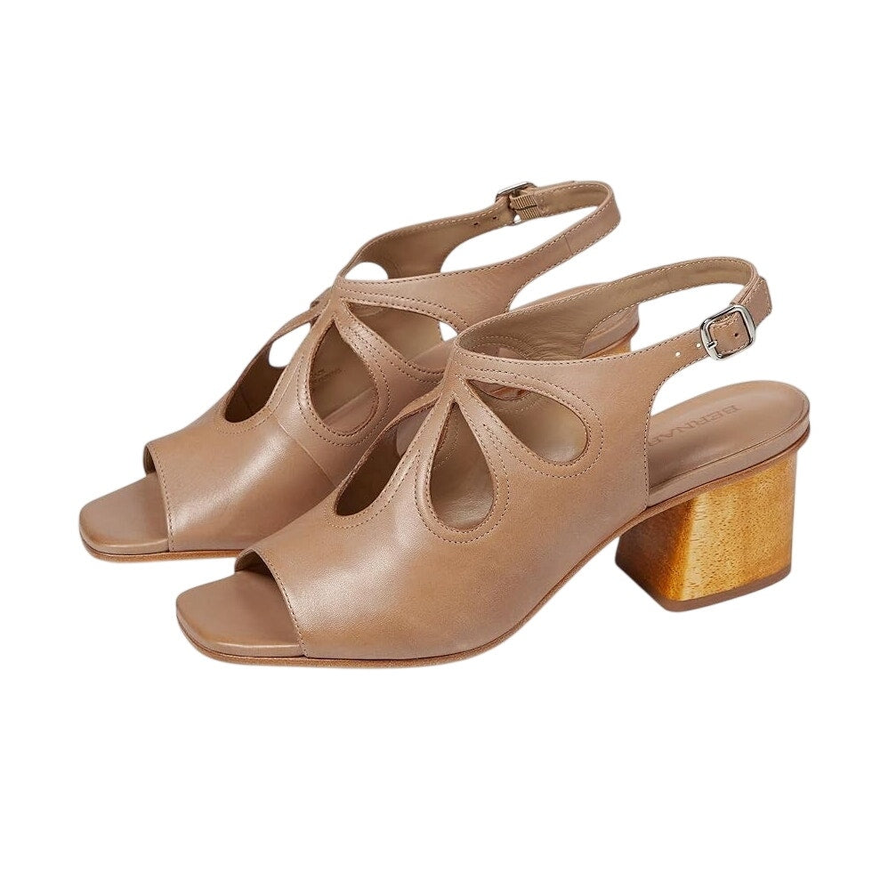 Bernardo Womens Lainey Heeled Sandals Size 8 M Tan Beige Leather NWOB