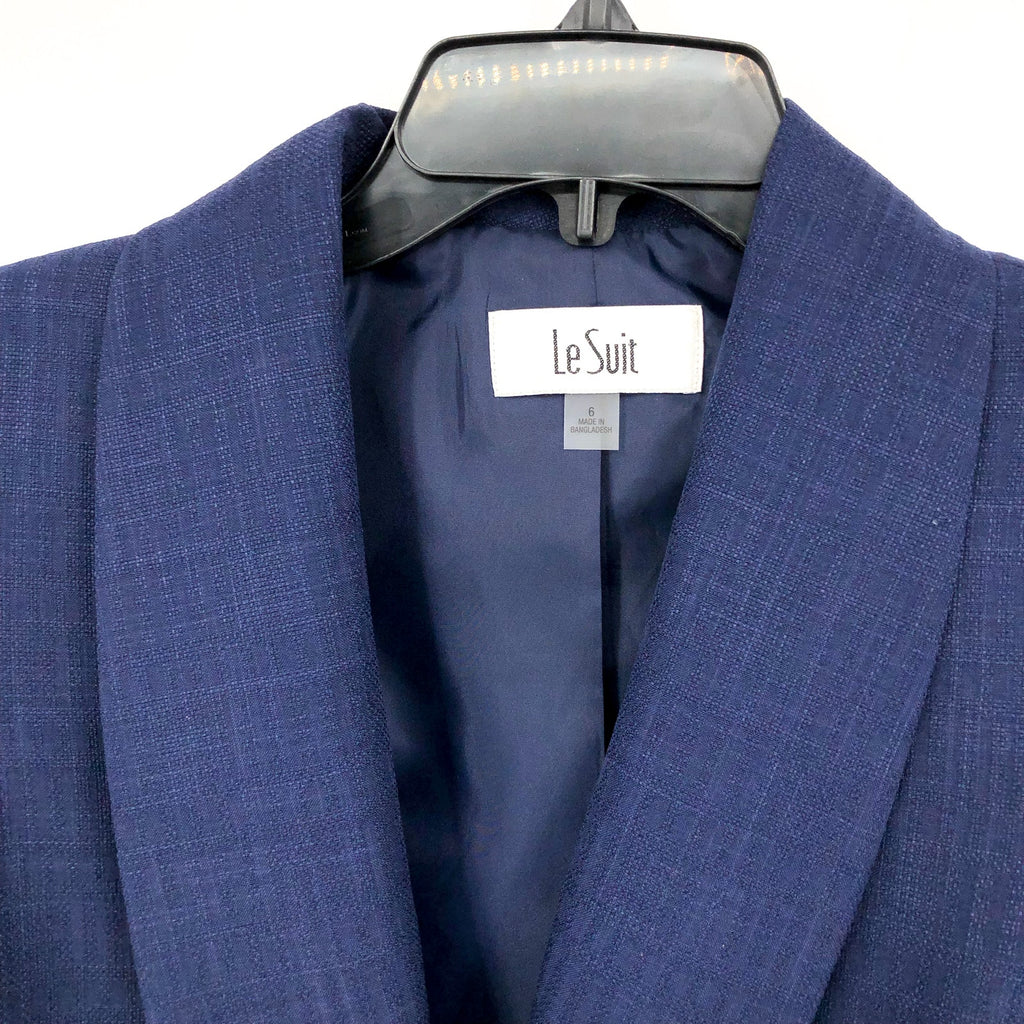 LE SUIT Women's Suit Jacket Size 6 Bright Navy Blue Single Button Blazer NWT