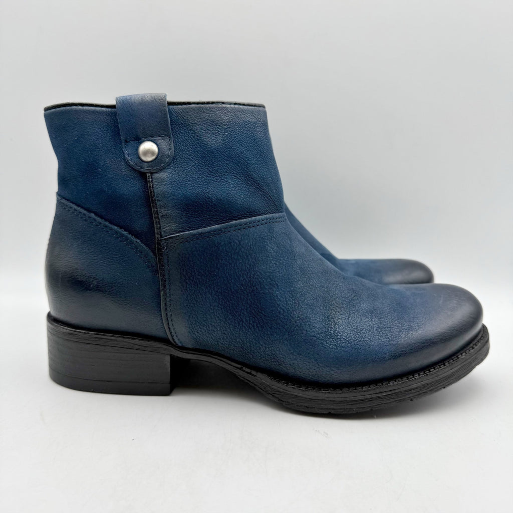 Miz Mooz Womens Norbert Ankle Booties EU 38 US 7.5 Blue Leather NWOB