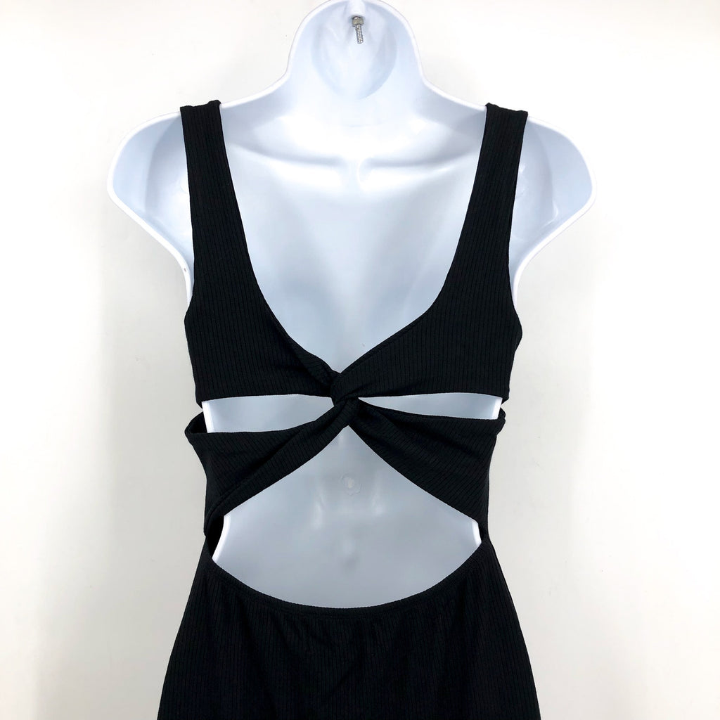 L*SPACE Women's Mara Cutout Maxi Dress Medium Black Square Neck NWT