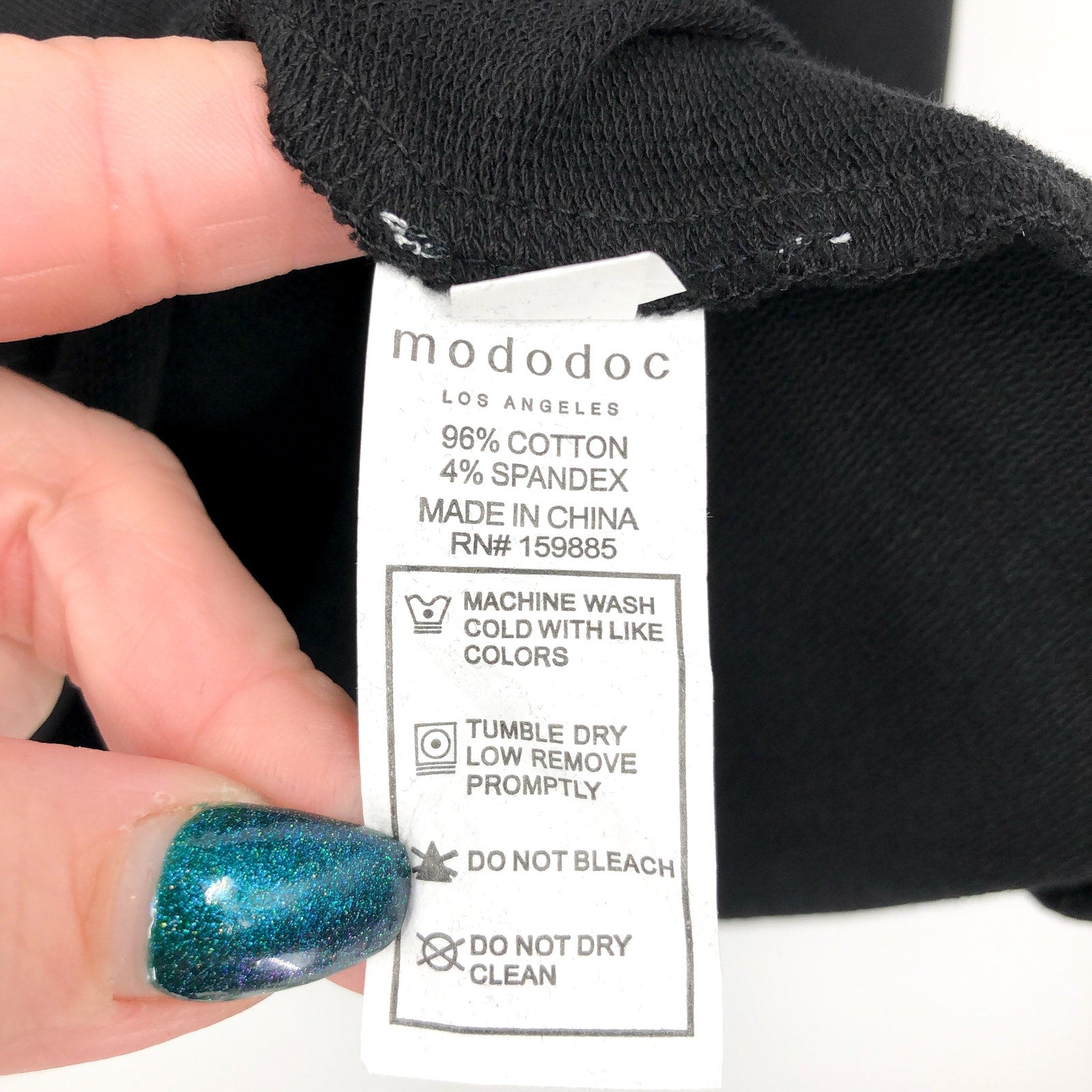 MODODOC Women's French Terry Crew Neck Top Large Black Puffed Long Sleeve NWT