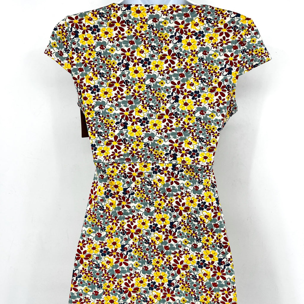 TOAD & CO Womens Rosemarie Dress XS Yellow Red Barley Floral Short Sleeve NWT